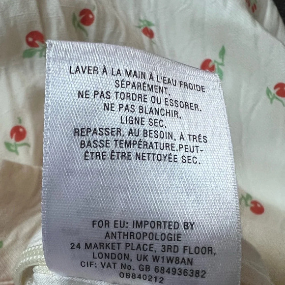 Feather Bone By Anthropologie 2 Cream Cherry Print High Rise Wide Leg Crop Pants - Picture 6 of 8